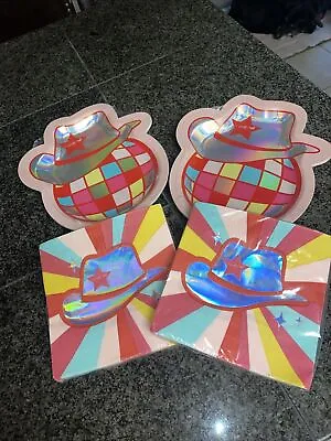 Dolly Parton Cowboy Hat Disco Ball Iridescent  Small Party Plates And Napkins • £28.92