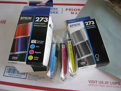 4 Genuine Epson 273 Black CMY Ink Cartridges XP610 XP800 XP810 XP820 - FREE SHIP • $20