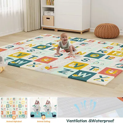 2Side Baby Play Mat Extra Thick Foam Crawling Playmat Folding Portable Floor Mat • £23.50