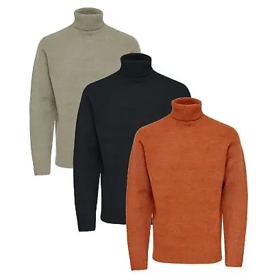 Patrick Mens Turtle Polo Neck Weave Knitted Roll Up Jumper Sweater Pullover • £19.99