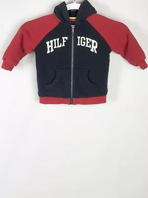 £14.56 • Buy Tommy Hilfiger Youth Full Zip Hooded Spell Out Jacket W/Fur Lining Blue/Red 2T