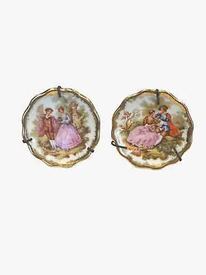 Vintage Pair 2  Miniature Limoges France Porcelain Plates Francois Boucher 18thC • $11
