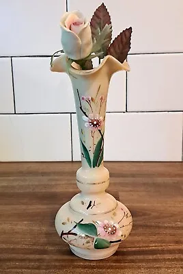 Antique VTG Bristol Opaline Vase Rare Colour Hand-Painted Enamel Floral Design  • $40