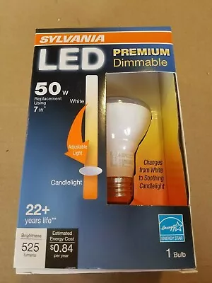 LED DIMMABLE LIGHT BULB 50W Uses 7W White Candlelight Sylvania NEW! R20 Flood • $2.99
