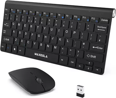 Wireless Keyboard And Mouse Set UK Slim Wireless Mouse Keyboard Windows Mac Pc • £21.99