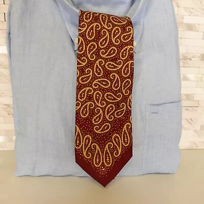 Joseph Abboud Neck Tie Mens Red Paisley Western Silk Woven Foulard Boho Wide USA • $14.88