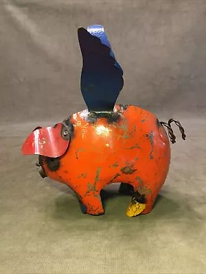 Flying Pig Art Sculpture Scrap Metal Recycled Whimsical Mexico Indoor Or Garden • $33.60