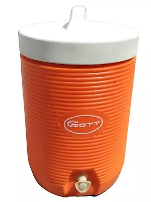 Vintage GOTT 2 Gallon Orange Water Cooler Insulated Drink Dispenser Jug With Lid • $54.99