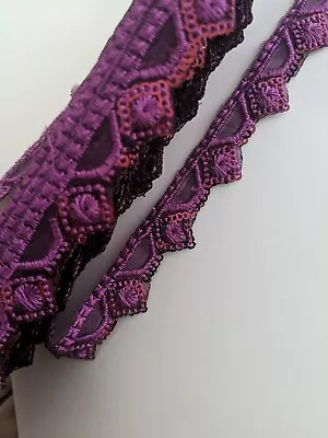 1 Yard Purple Sequins Lace Ribbon Trim For  Sewing Craft Diy Embellishments Diys • £2.10