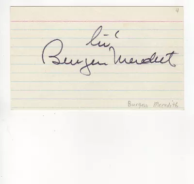 Burgess Meredith Signed Vintage 3x5 Card Actor  Batman  Willain Penguin  Rocky  • $19.99