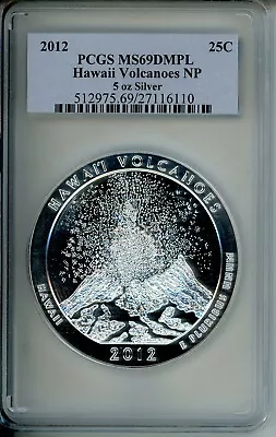 2012 Hawaii Volcanoes ATB AMERICA BEAUTIFUL 5 OZ. SILVER PCGS MS69 DMPL SCARCE • $799