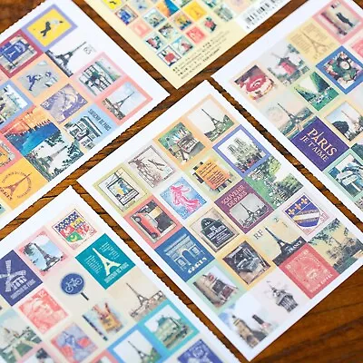 PARIS STAMP STICKERS Travel France Scrapbook Journal Diary Card Art Craft Deco • £1.79