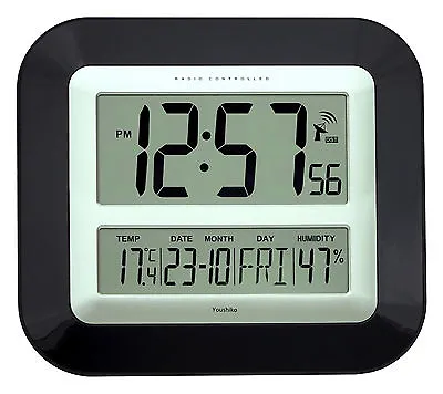 £24.99 • Buy Jumbo LCD Radio Controlled Wall Clock With Temperature And Humidity Display