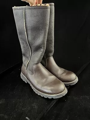 Women's UGG 5490 Leather Sheepskin Tall Boots Brown US 9 EU 40 • $55