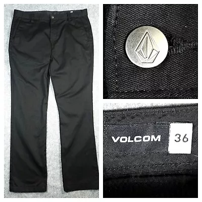 Volcom Vmonty Pants Mens 36 (Fits 38x32) Black Chino Modern Fit Flat Front Skate • $15.34