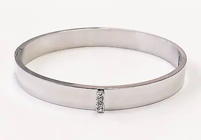 QVC Steel By Design Stainless Steel Crystal Initial 'I' Bangle Bracelet 7-1/4  • $29.99
