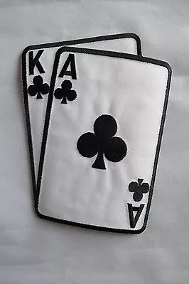 #2265LBA 5-1/2  Black Poker Card Ace King Of Club Suit Embroidery Applique Patch • $4.99