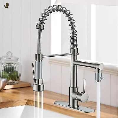 Kitchen Sink Faucet Stainless Steel Single Handle Pull Down Sprayer Swivel Mixer • $45.90