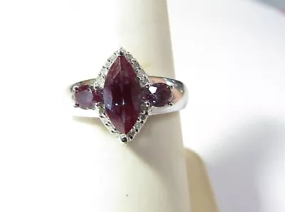 Solid 14k White Gold Ring W / Lab Created Color Change Alexandrite • $31