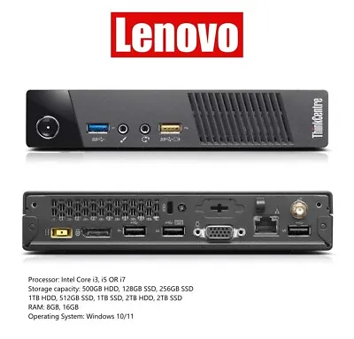 LenovoThinkCentre M93/73Mini Tiny Intel Core I72TB SSD/HDD 16GB RAM Win 10/11 PC • £80.99