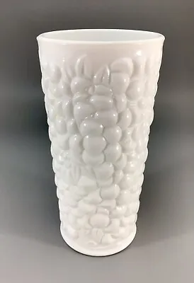 Milk Glass Vase 7.5” Grape Pattern White Vintage • $9.99