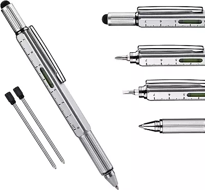 Useful Gadgets Business Gift For Men 6 In 1 Sliver Tool Pen With Ruler Level G • $11.34