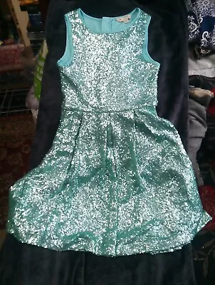 Used Girls Light Green Sequin Dress Size 9/10 Yrs By Yumi Girl • £4.50