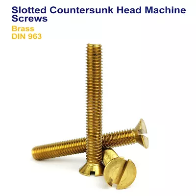 M5 M6 M8 M10 Slotted Countersunk Head Machine Screws Brass - Din 963 • £1.59