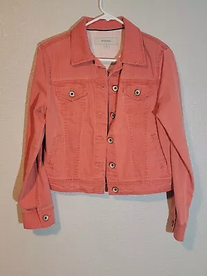 Merona Jean Jacket Womens Size Small Short Long Sleeve Pockets Denim Pink • $8.99