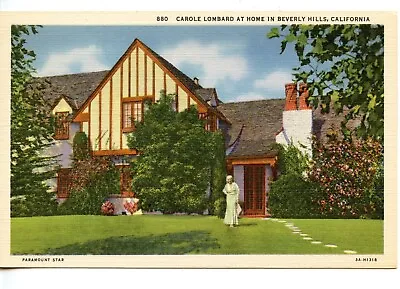 Home Of Movie Star Carole Lombard-Beverly Hills-California-Vintage Postcard • $6.99