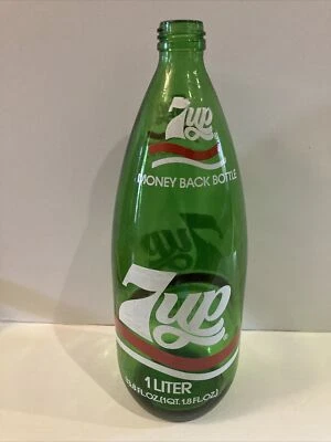 Vintage 7up Limited Design Pop Soda Glass Bottle 33.8 Oz 1 Liter Cursive 7 UP • £49.96