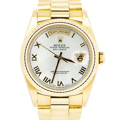 FACTORY MOTHER OF PEARL Rolex Day-Date President 18238 MOP 36mm 18K Gold Watch • $15993.51