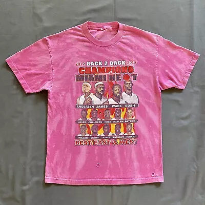 2013 Miami Heat T Shirt Mens Large Pink Acid Wash NBA Champions Back 2 Back • $29.85