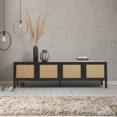 $329.95 • Buy Casa Decor Tulum Rattan Entertainment Unit TV Stand Cabinet Storage