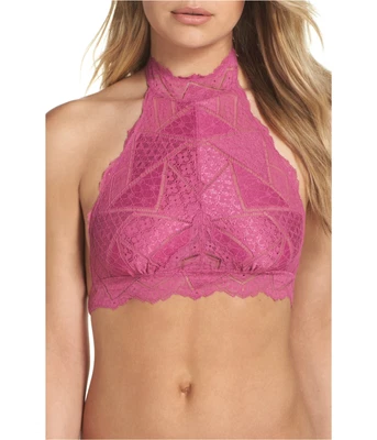 £14 • Buy Free People Moonstruck High Neck Halter Bralette Top Size XS Pink