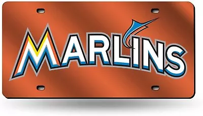 Miami Marlins Premium Laser Cut Tag License Plate Orange Mirrored Acrylic... • $14.86