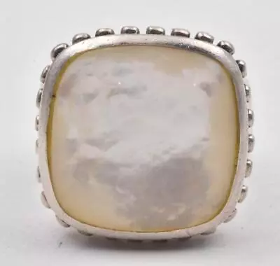 Estate Sterling Silver MOP Abalone Shell Large Designer Ladies Cocktail Ring Sz8 • $39