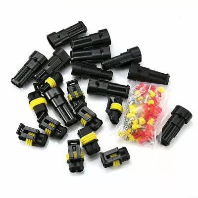 10Set 12V 2Pin Cable Wire Connector Plug Waterproof Sealed For Electrical Car UK • £2.25