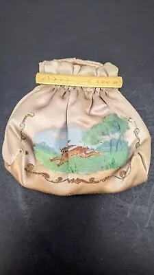 Vintage Antique Art Deco Victorian ? Embroidered Painted Change Purse 3.5  Silk • $39.99