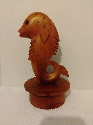 Vintage Monkey Pod Wood Seahorse Toothpick Appetizer Server • $13