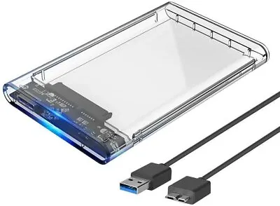 USB 3.0 External SATA Lll HDD/SSD 2.5 Inch Drive Enclosure Transparet Caddy Case • £4.49