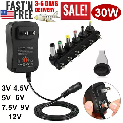 30W Universal Power Adapter AC / DC 3V-12V Multi Voltage Charger Converter USA • $13.20