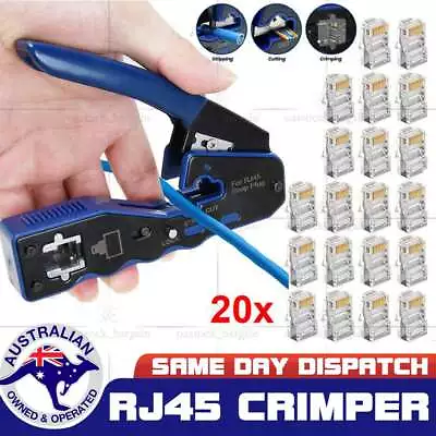 RJ45 Crimper EZ Cat 5e 6 7 HD Pass Through Network Connector Tool Crimping Plier • $17.99