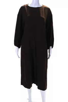 Marimekko Womens 3/4 Puff Sleeve Midi Sheath Dress Brown Size IT 40 • $60.99