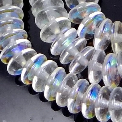 $4.50 • Buy 50 Czech Glass Rondelle Beads Matte - AB: Crystal Moonstone 6x2mm