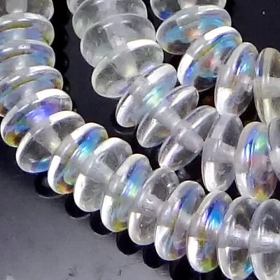 50 Czech Glass Rondelle Beads Matte - AB: Crystal Moonstone 6x2mm • $4.50