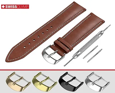 £10.95 • Buy Fits TISSOT Flat Brown Genuine Leather Watch Strap Band For Buckle Clasp Pins