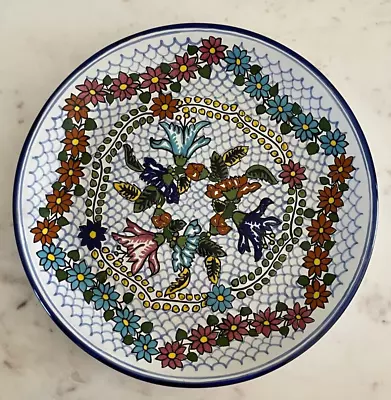 Talavera Puebla Mexico Folk Art Floral Hand Painted Platter Plate 11 1/4  Signed • $24