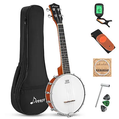 $140 • Buy 🪕𝗗𝗢𝗡𝗡𝗘𝗥 23  Concert Banjolele 4 String Banjo Ukulele + Tuner Gig Bag Pick