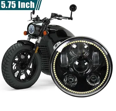 5.75 Inch Motorcycle LED Headlight W/ Halo Ring For Indian Scout 60 Bobber H4 • $125.29